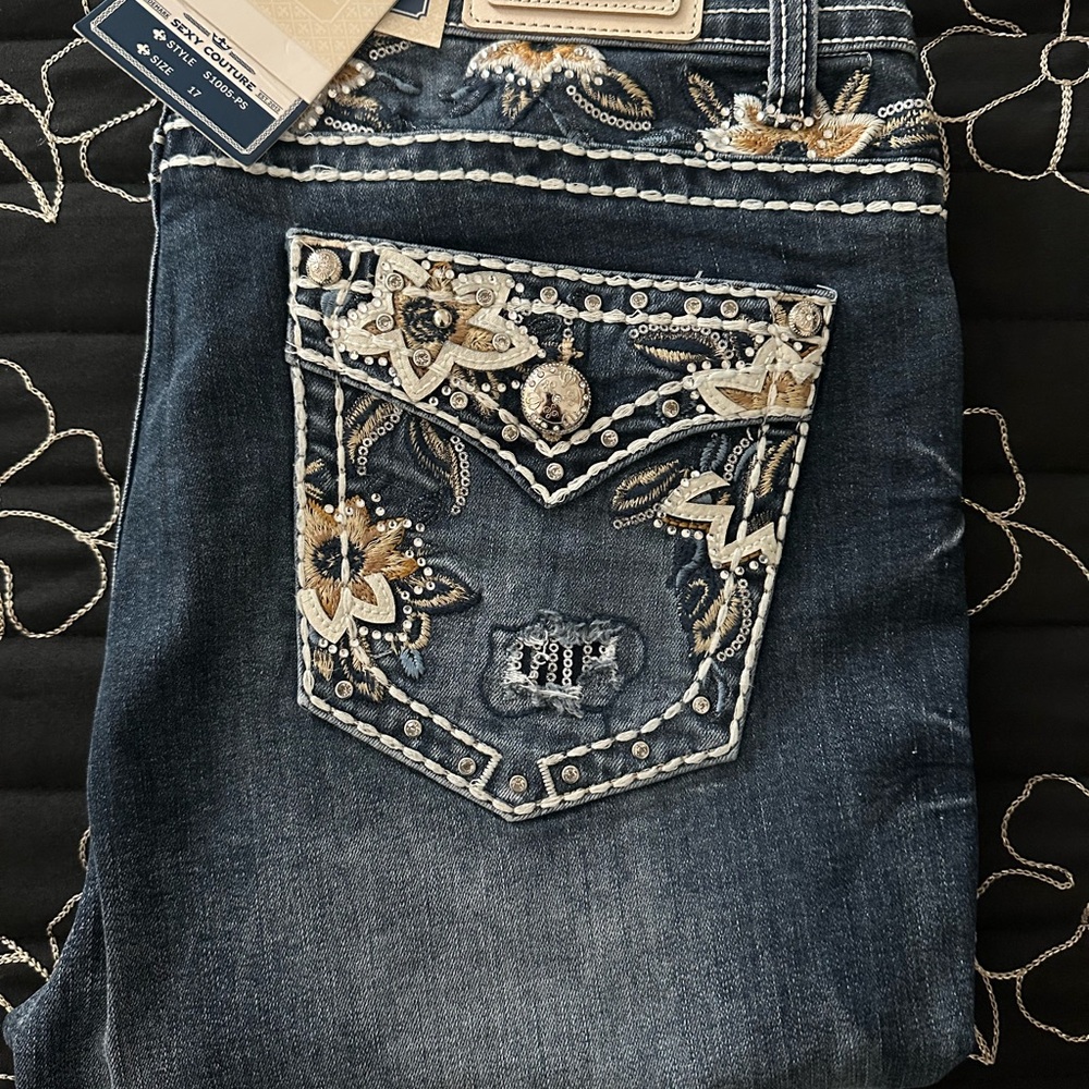 Embellished Dark Blue Skinny Jeans